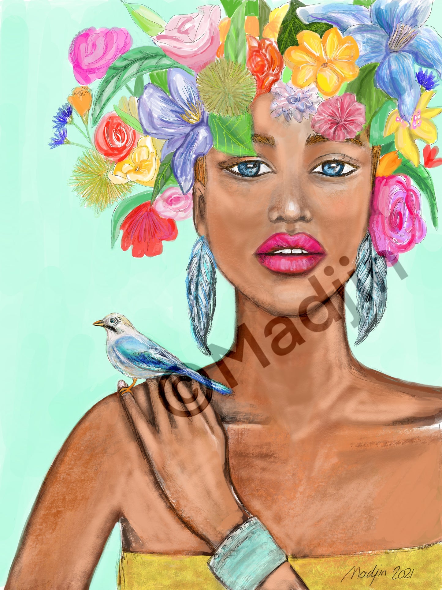 Femme plume, Illustration numérique