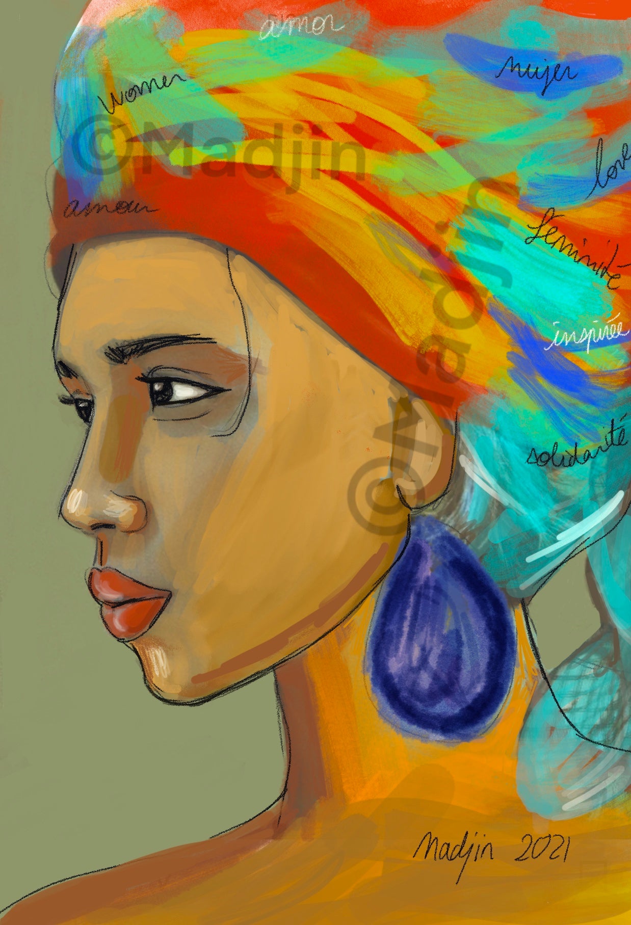 Femme au turban, Illustration numérique