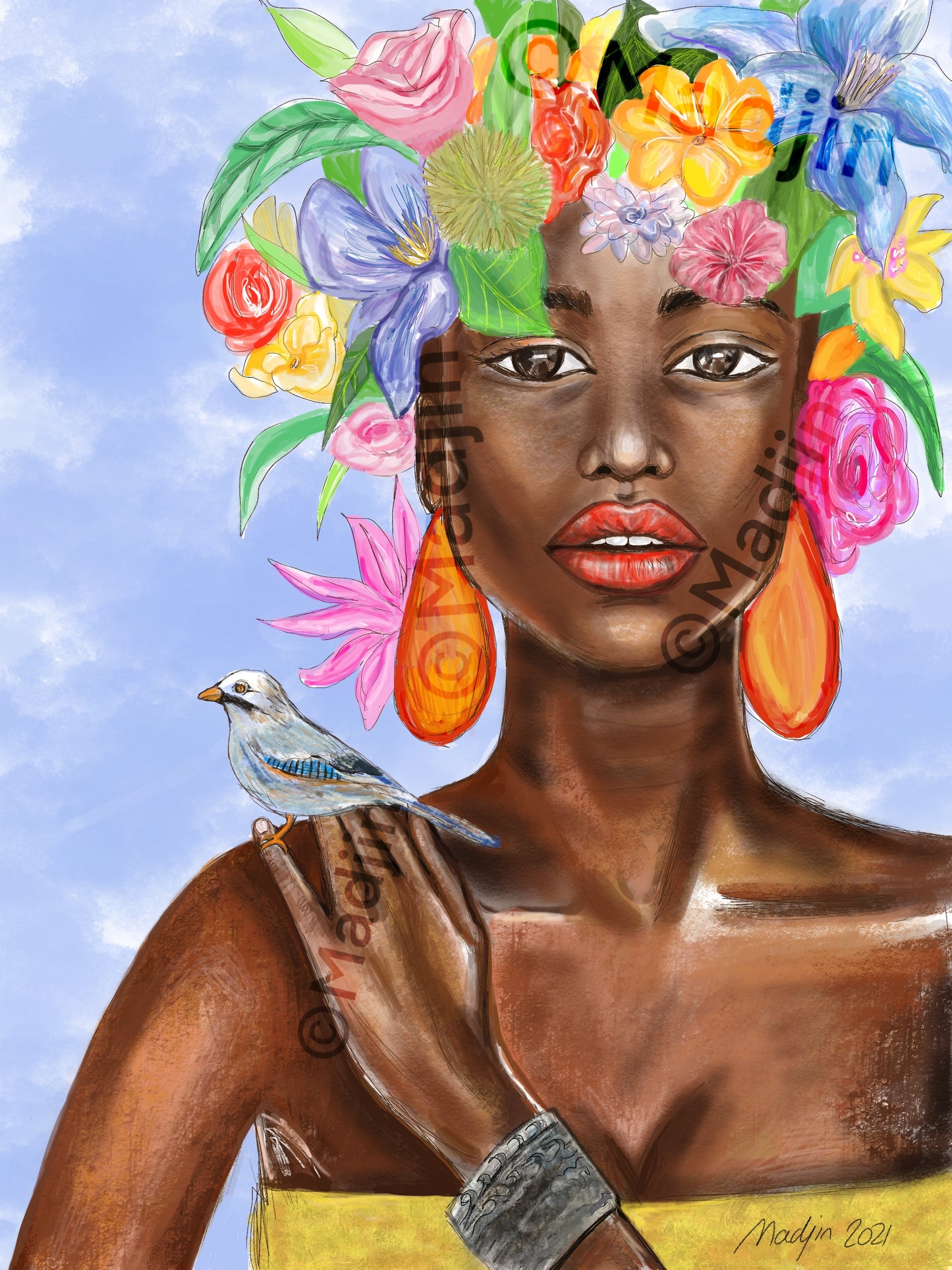 Femme ailée illustrée, Illustration numérique