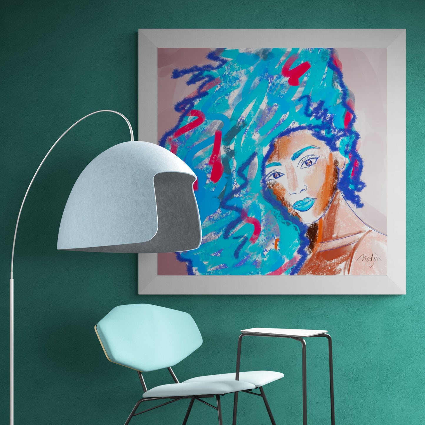 Illustrated winged woman, canvas print