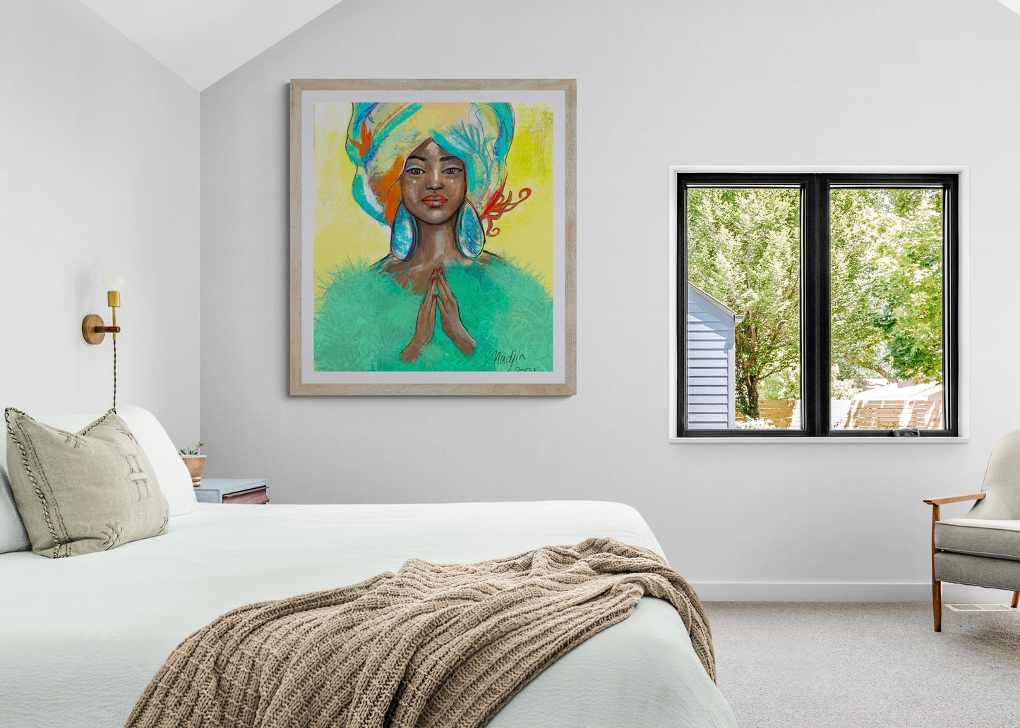 Illustrated winged woman, canvas print
