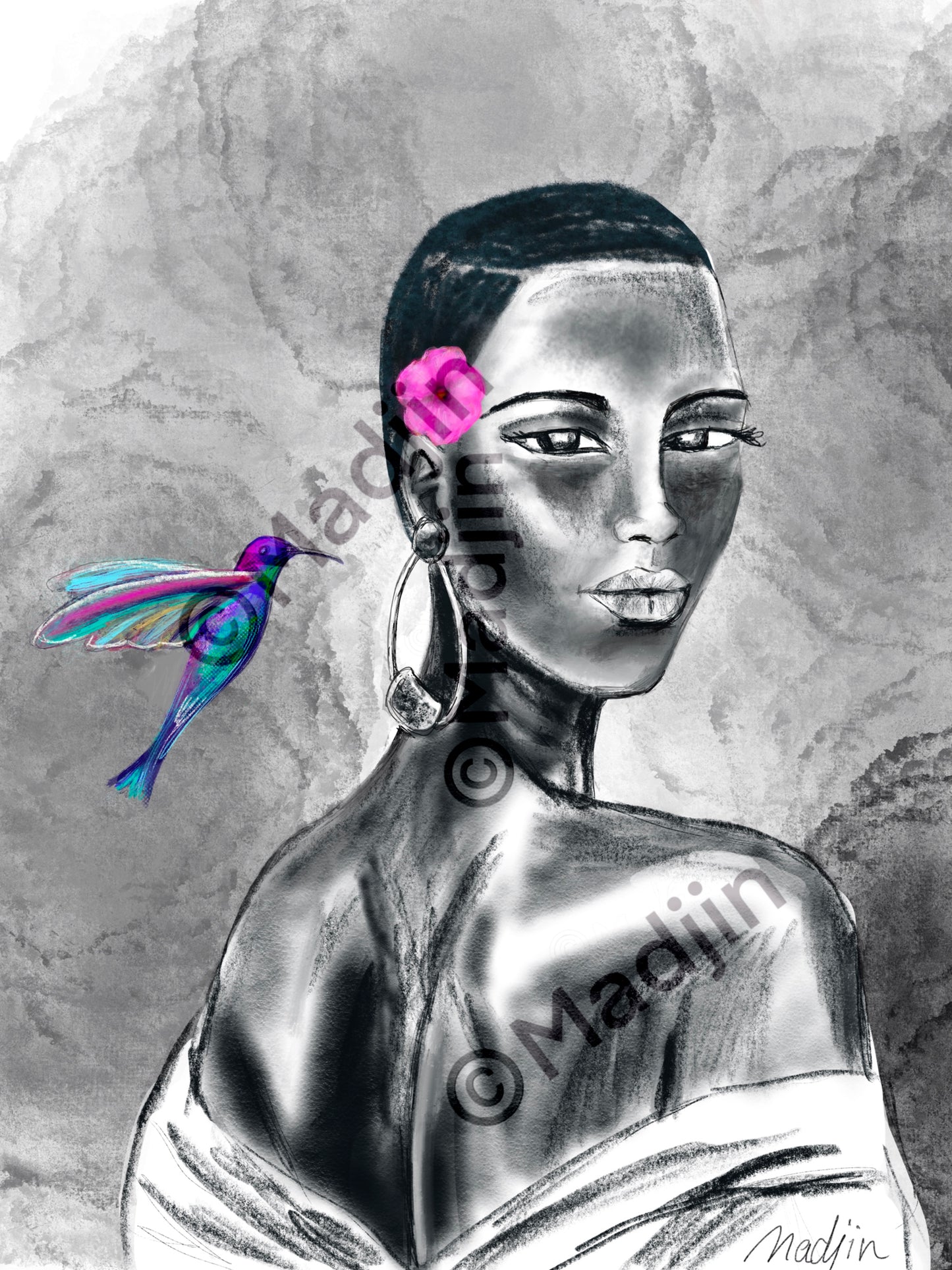 Femme fleur, Illustration numérique  