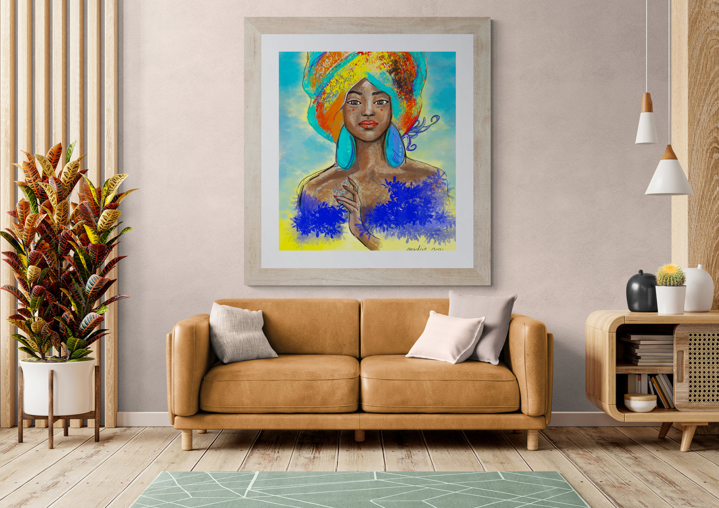 Illustrated winged woman, canvas print