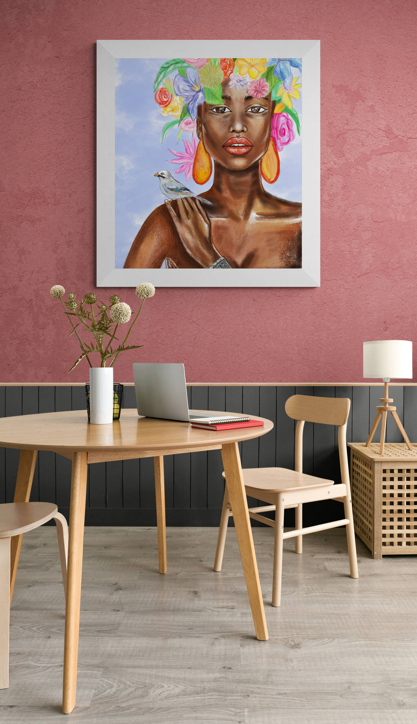 Illustrated winged woman, canvas print